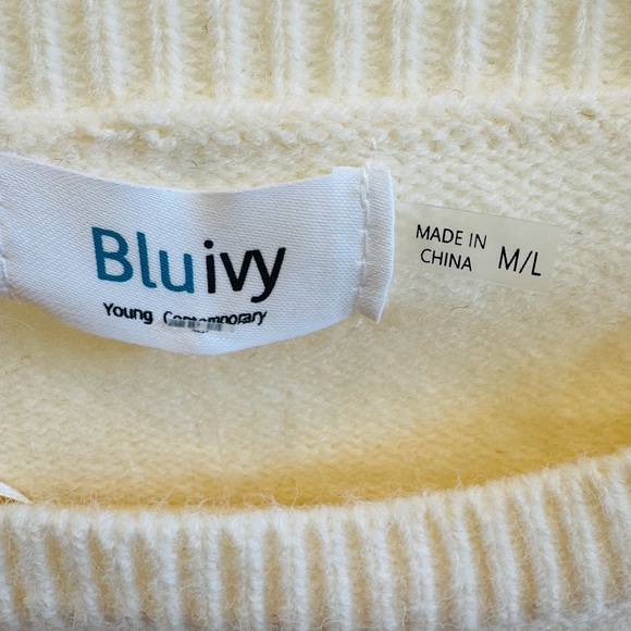 NWT Bluivy Striped Multicolor Crew Neck Sweater - Picture 2 of 6